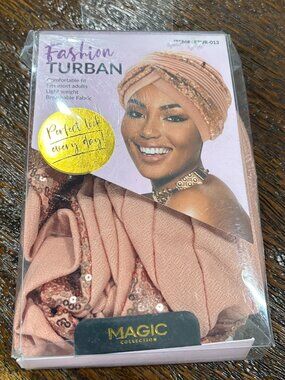 Ladies Fashion Turban Comfort Fit Magic Collection  Rose Gold Sequin NEW NIB